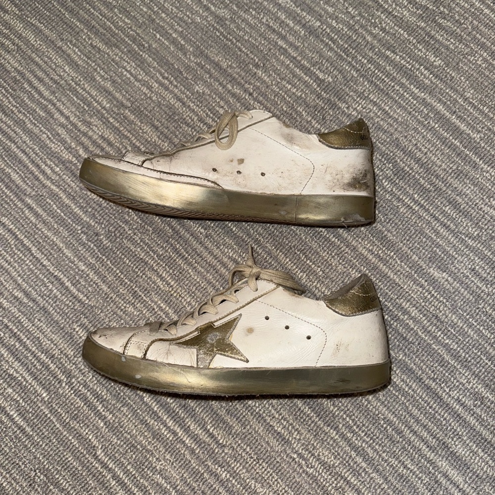 Gold and White Star GGDB Sneakers